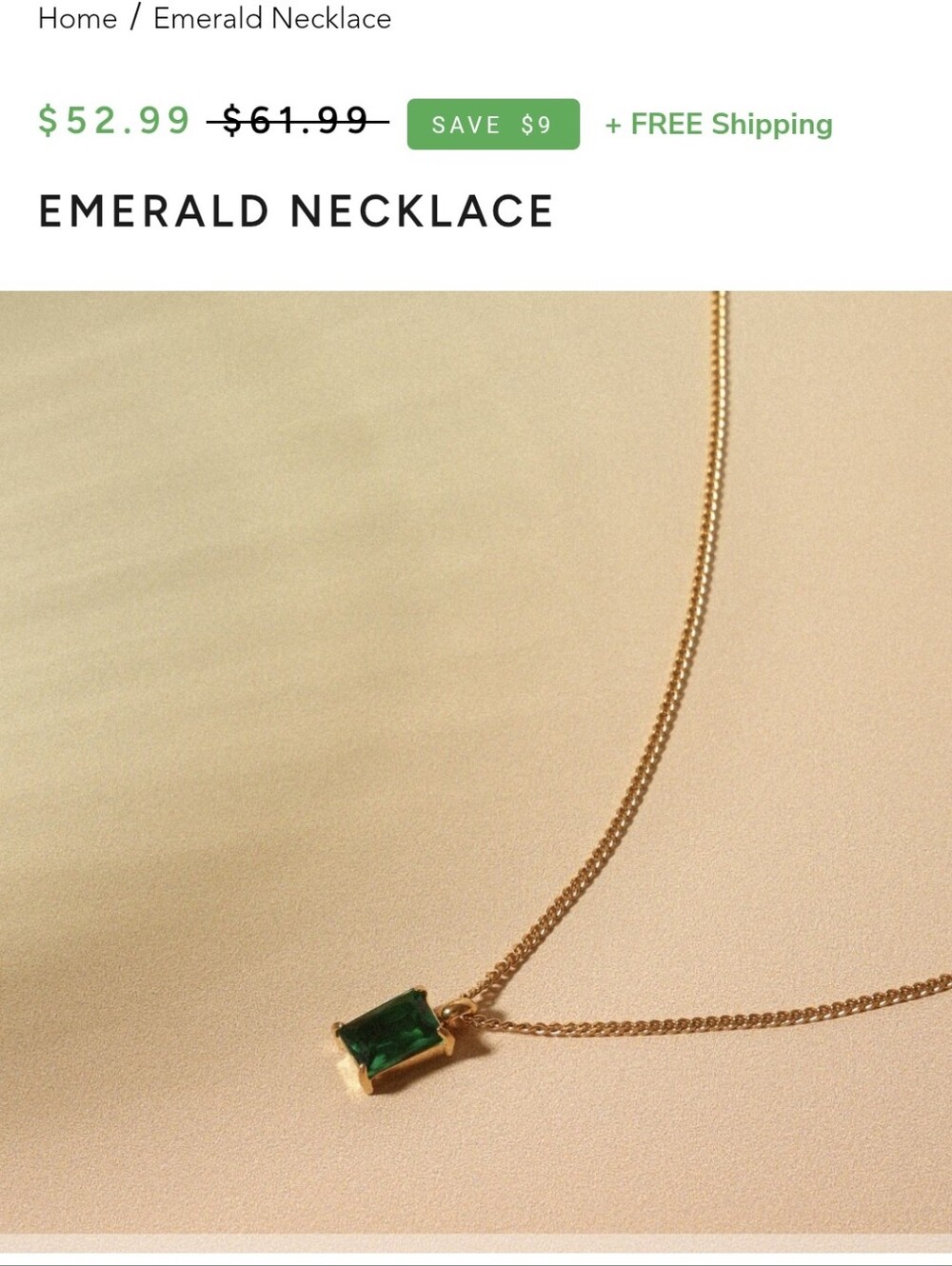 Nwt Atolea Emerald Necklace